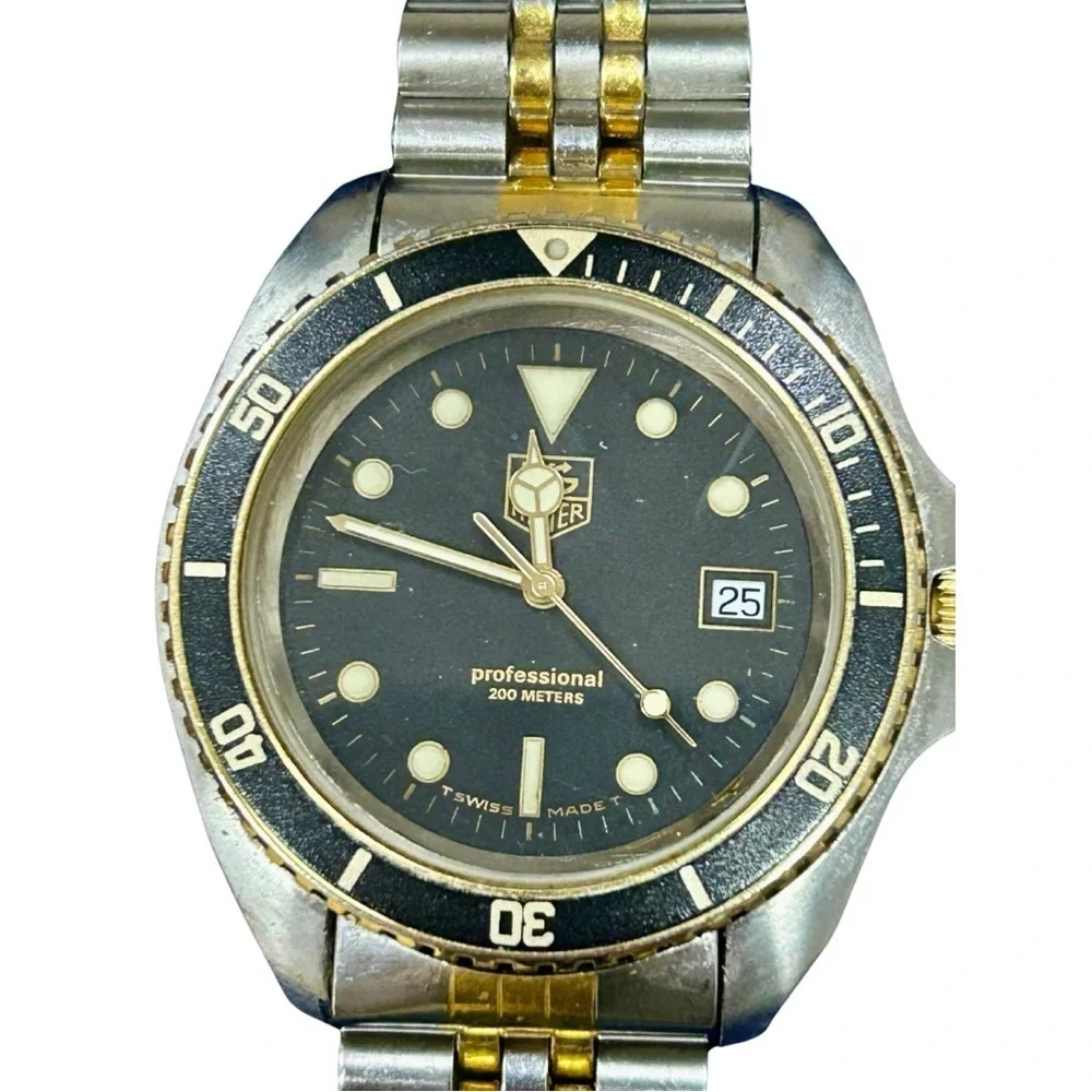 Vintage Heuer Professional 200 Meters Two-Tone Diver Watch w/ Box & Papers